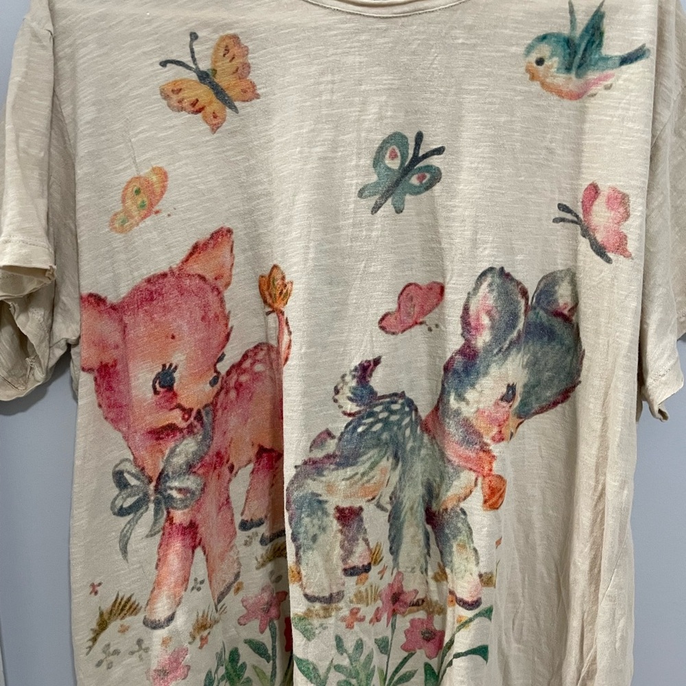 Magnolia Pearl Cream Tee with Whimsical Animal Print  Frolic Tee FIRM PRICE